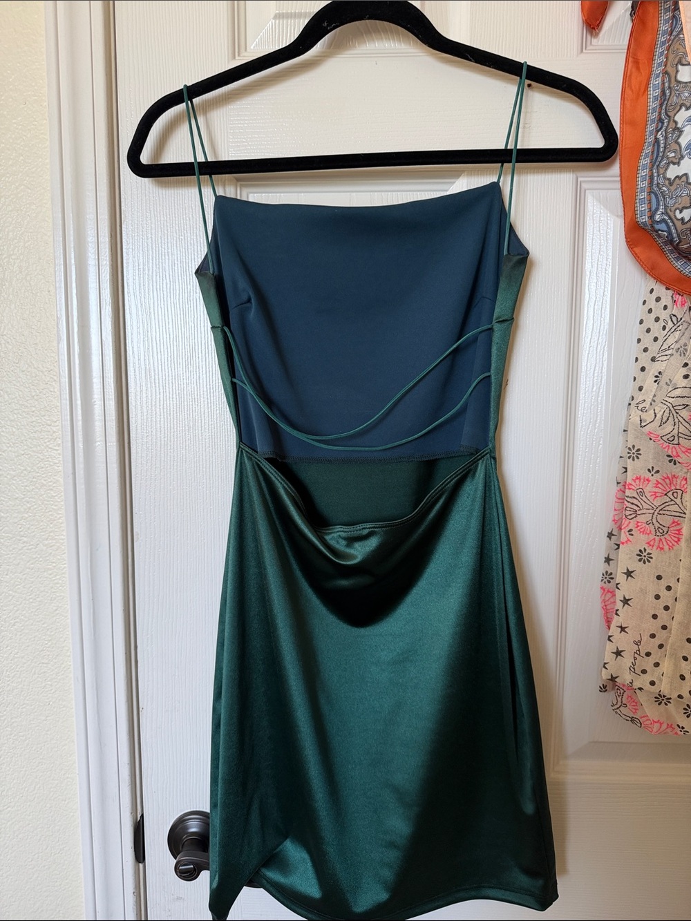 Windsor Emerald Green Satin Mini Slip Dress - Picture 2 of 2